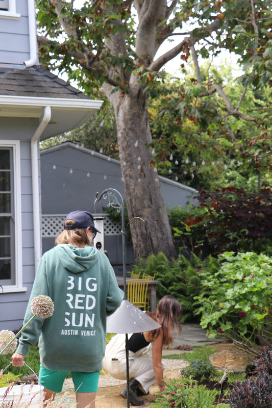 Big Red Sun's I Love Plants Unisex Hoodie - Green and White Bird