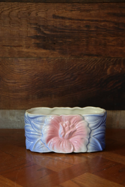Vintage Pink and Blue Floral Vessel