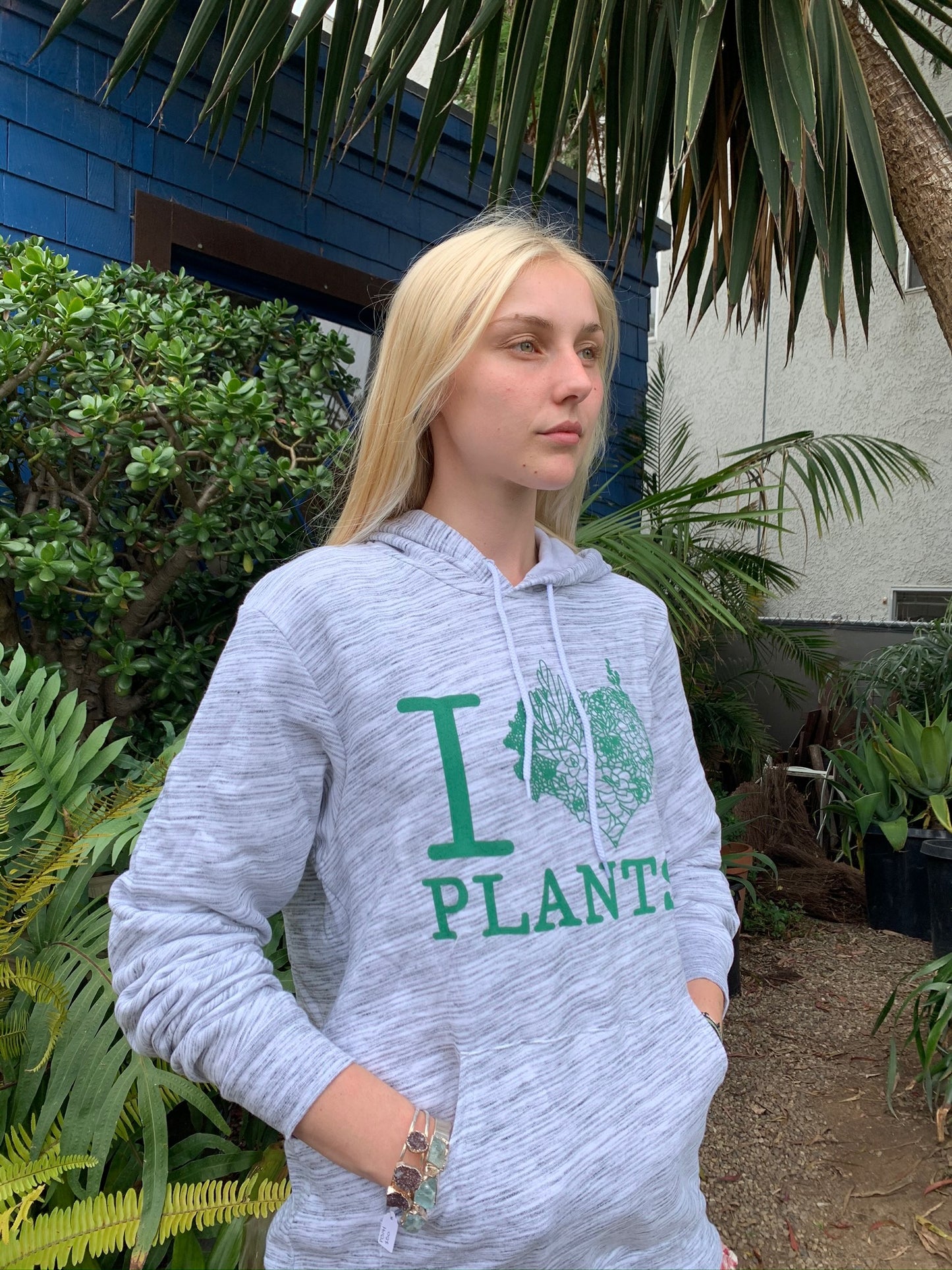 Big Red Sun's I Love Plants Hoodie - Green Ink